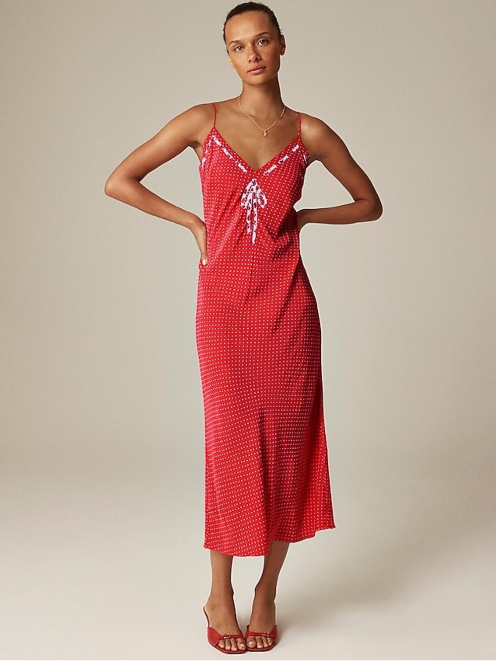 Rouje X J.Crew Swoon slip dress in polka dot size 2